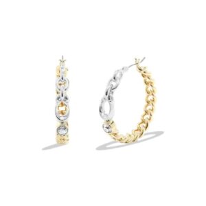 Coach Women's Signature Mixed Metals Chain Hoop Earrings